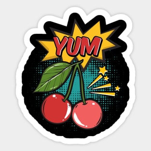 YUM Cherries Pop Art Girls Sticker